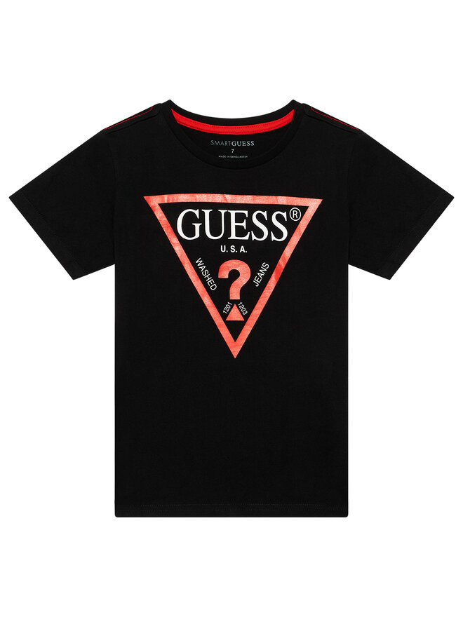 Guess Guess Marškinėliai N73I55 K8HM0 Juoda Regular Fit