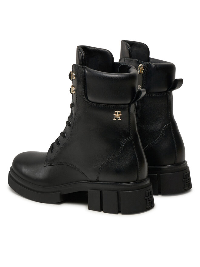 Tommy Hilfiger Ορειβατικά παπούτσια Tommy Hilfiger Lace-Up Biker Leather FW0FW08167 Μαύρο