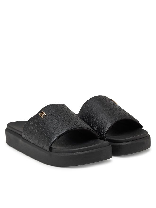 Tommy Hilfiger Šľapky Tommy Hilfiger Platform Monogram Poolslide FW0FW08526 Čierna