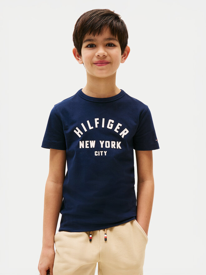 Tommy Hilfiger Tommy Hilfiger Marškinėliai Curved Graphic KB0KB09800 Tamsiai mėlyna Regular Fit