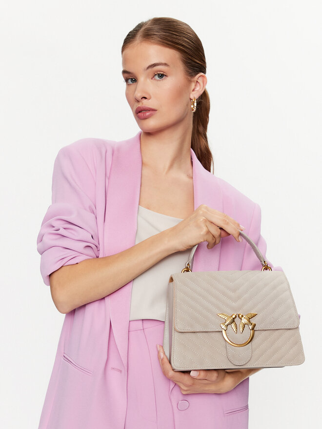 PINKO Soma Pinko Love One Top Handle Classic Ligh Pelēks