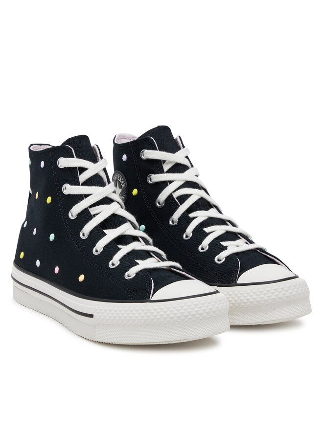 Converse Sneakers aus Stoff Converse Chuck Taylor All Star Lift Polka Dots Platform A12608C Schwarz