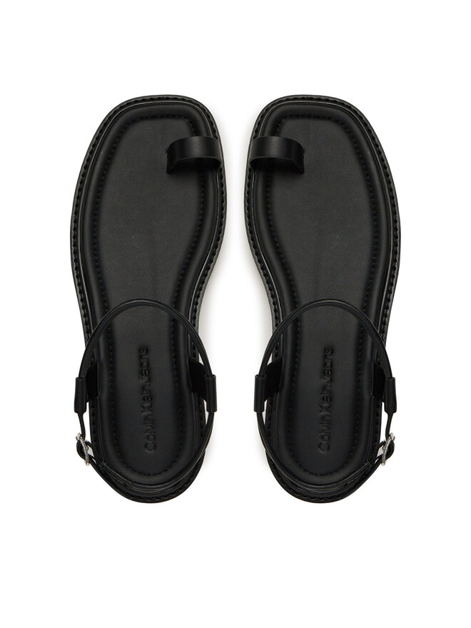 Calvin Klein Jeans Sandały Calvin Klein Jeans Rope Toe Post Sandal Lth Mg YW0YW01893 Czarny