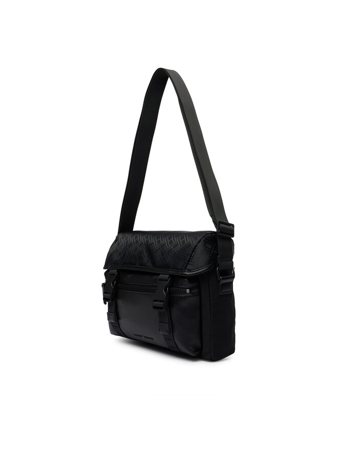 Tommy Hilfiger Umhängetasche Tommy Hilfiger Th Nylon Jacquard Satchel AM0AM14404 Schwarz