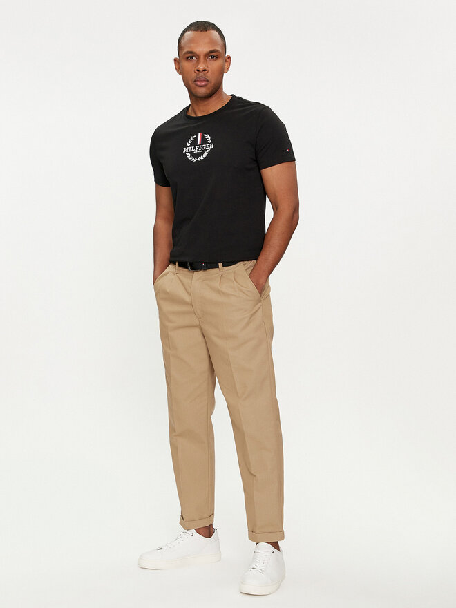 Tommy Hilfiger Tommy Hilfiger Футболка Global Stripe MW0MW34388 Чорний Regular Fit