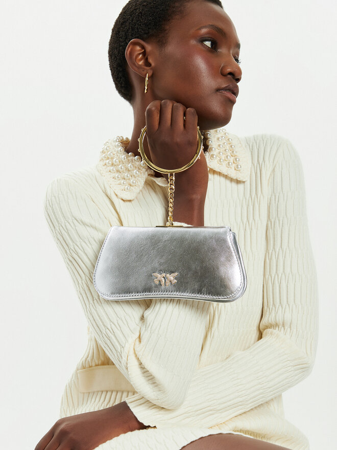 PINKO Kabelka Pinko Marpesia Clutch Stříbrná