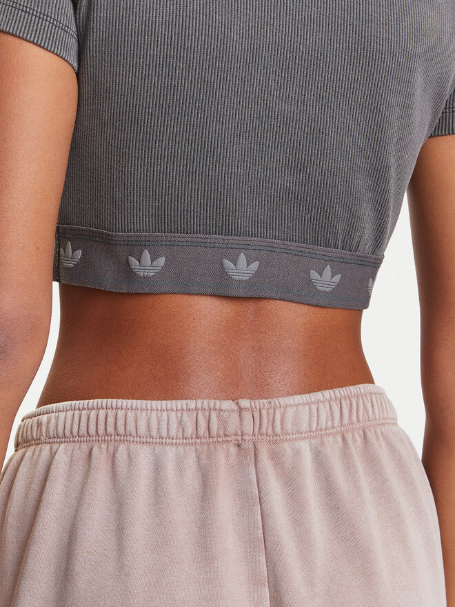 adidas adidas Marškinėliai Ribbed JD0041 Pilka Slim Fit