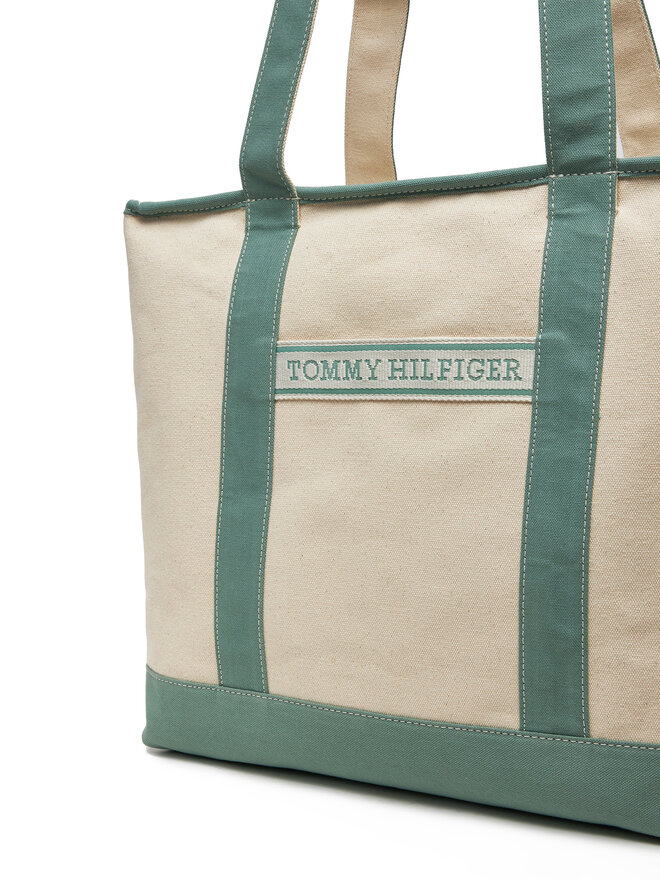 Tommy Hilfiger Torebka Tommy Hilfiger Th Summer Canvas Tote AW0AW17421 Zielony