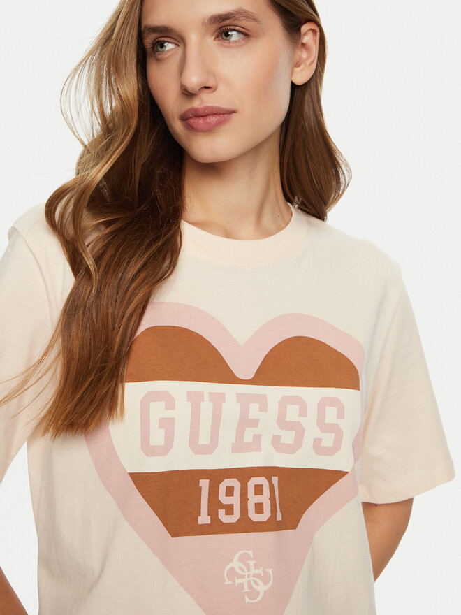 Guess Guess Marškinėliai V5RI01 I3Z14 Écru Regular Fit
