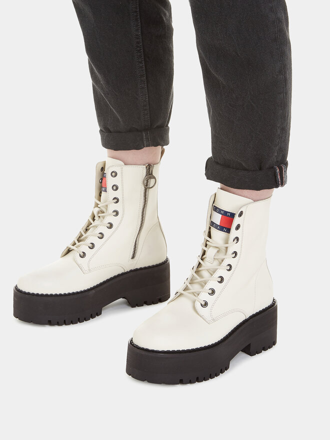 Tommy Jeans Μποτάκια Tommy Jeans Tjw Boot Zip Up EN0EN02305 Λευκό