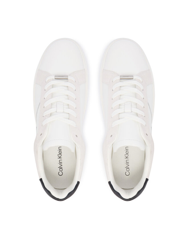 Calvin Klein Zapatillas Calvin Klein Classic Cupsole Laceup Tape Lth YM0YM01430 Blanco