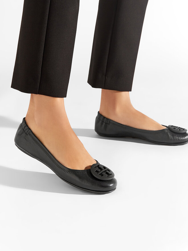 Tory Burch Ballerinas Tory Burch Minnie Travel Ballet With Logo 49350 Schwarz