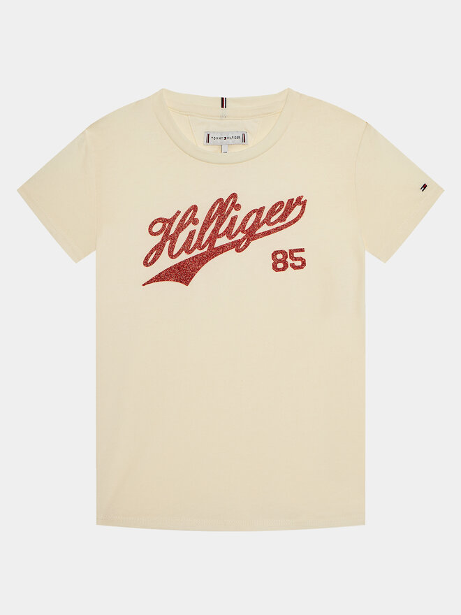 Tommy Hilfiger Tommy Hilfiger Majica Hilfiger Script Tee S/S KG0KG07718 Écru Regular Fit