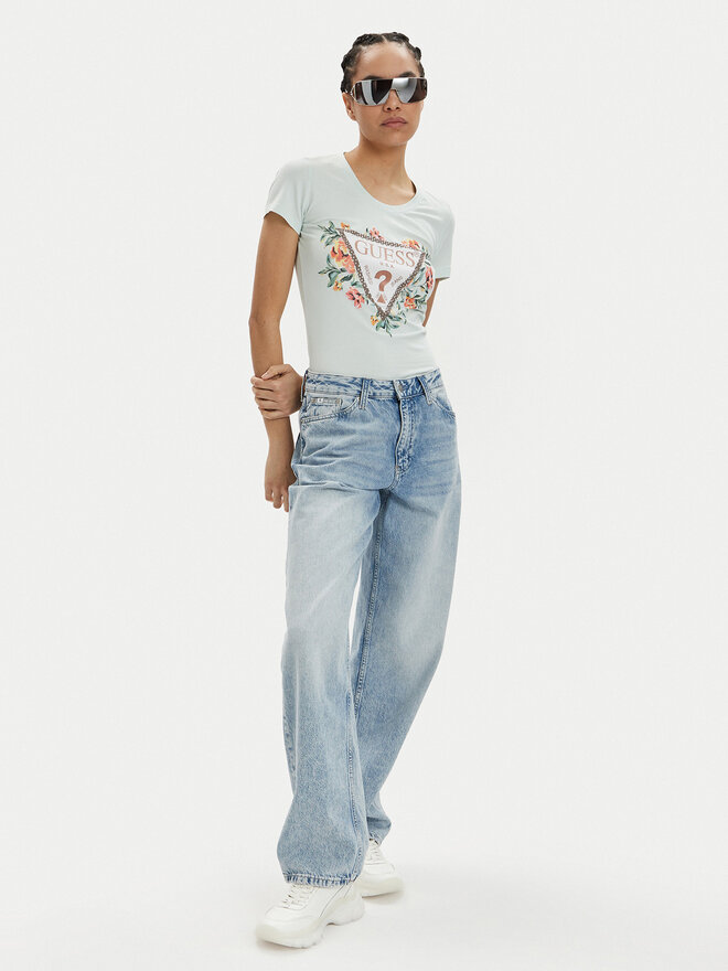 Guess Guess Camiseta W4GI24 J1314 Celeste Slim Fit