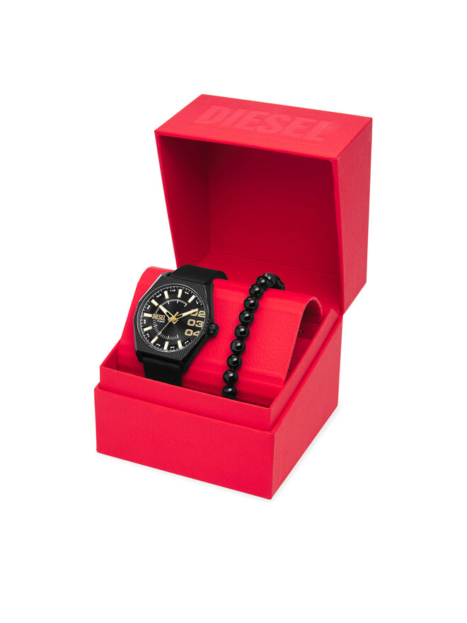 Diesel Conjunto de reloj y pulsera Diesel Double Scraper DZ2210SET Negro