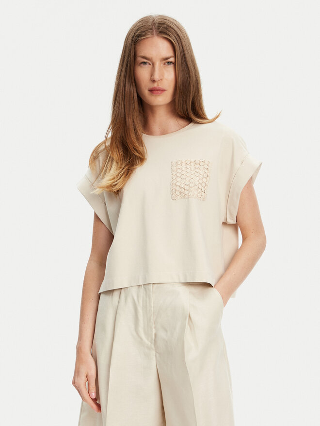 United Colors Of Benetton United Colors Of Benetton Camiseta 3IFVD10AF Beis Boxy Fit