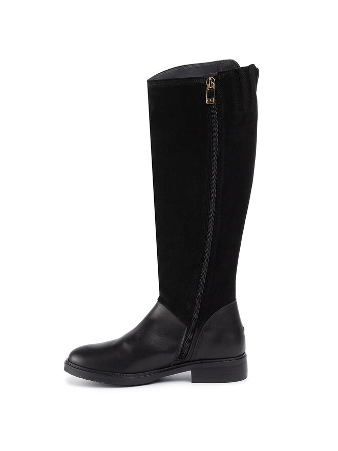 Tommy Hilfiger Klassische Stiefel Tommy Hilfiger Essential Suede Longboot FW0FW04322 Schwarz