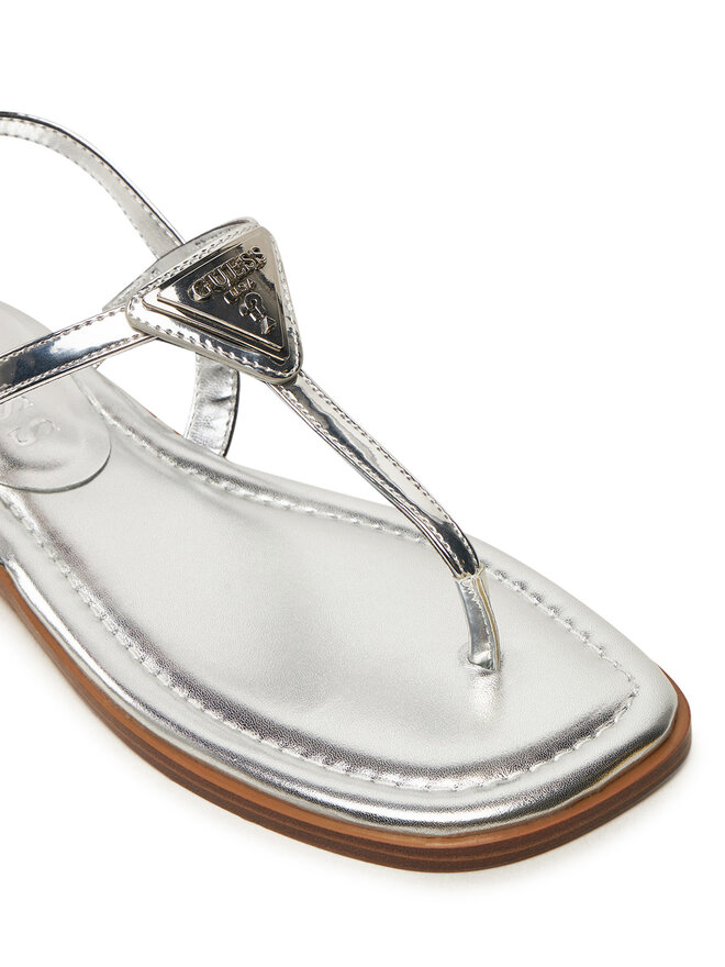 GUESS Damen Sandale 'Rainey' – Flache Riemchensandale Mit GUESS-Dreieck-Logo, Quadratische Zehen