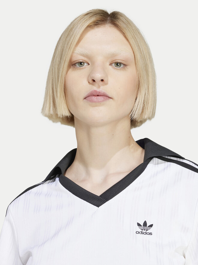 adidas adidas Marškinėliai adicolor Football Jacquard JD2608 Balta Slim Fit