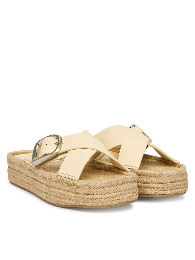 Calvin Klein Espadrilles Calvin Klein Flatf Espadrill Cross Lth Hdw HW0HW02892 Écru