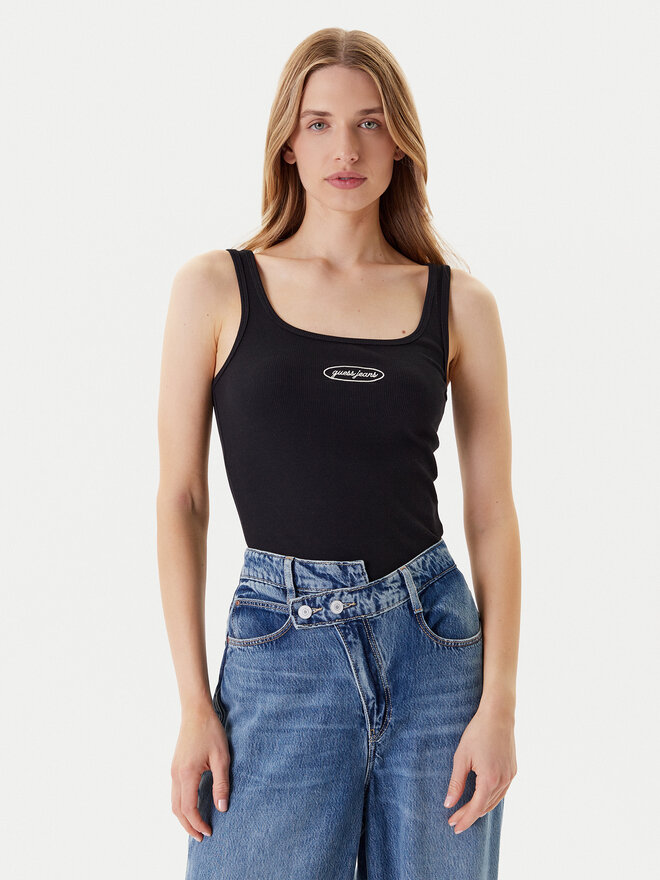 Guess Jeans Guess Jeans Top W5YP35 KA0H1 Črna Regular Fit