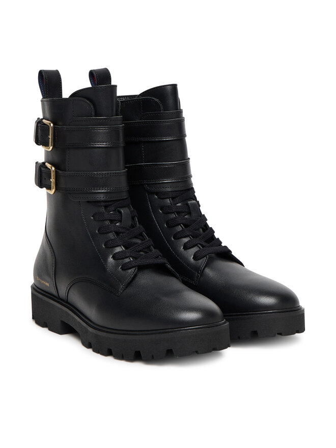 Tommy Hilfiger Μποτάκια Tommy Hilfiger Biker Laceup FW0FW08986 Μαύρο