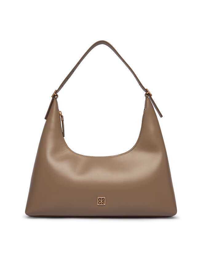 Calvin Klein Handtasche Calvin Klein Emblem Hw Lthr Shoulder Bag LV04F3262G Beige