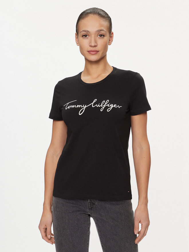 Tommy Hilfiger Tommy Hilfiger Marškinėliai Heritage Crew Neck Graphic Tee WW0WW24967 Juoda Regular Fit