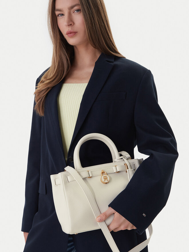 Tommy Hilfiger Handtasche Tommy Hilfiger American Icon Mini Tote Leather AW0AW17926 Beige