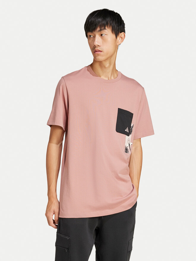 adidas adidas T-Shirt Lens Elevated Pocket Graphic JJ3927 Rosa Loose Fit