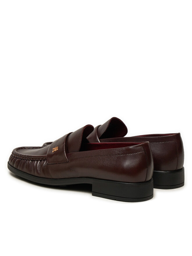 Tommy Hilfiger Lordsy Tommy Hilfiger Loafer Soft Nappa Pleated Toe FW0FW08362 Bordowy