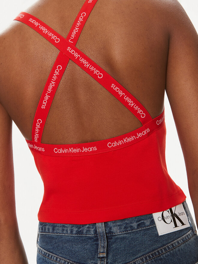 Calvin Klein Jeans Calvin Klein Jeans Felső Logo J20J223110 Piros Slim Fit