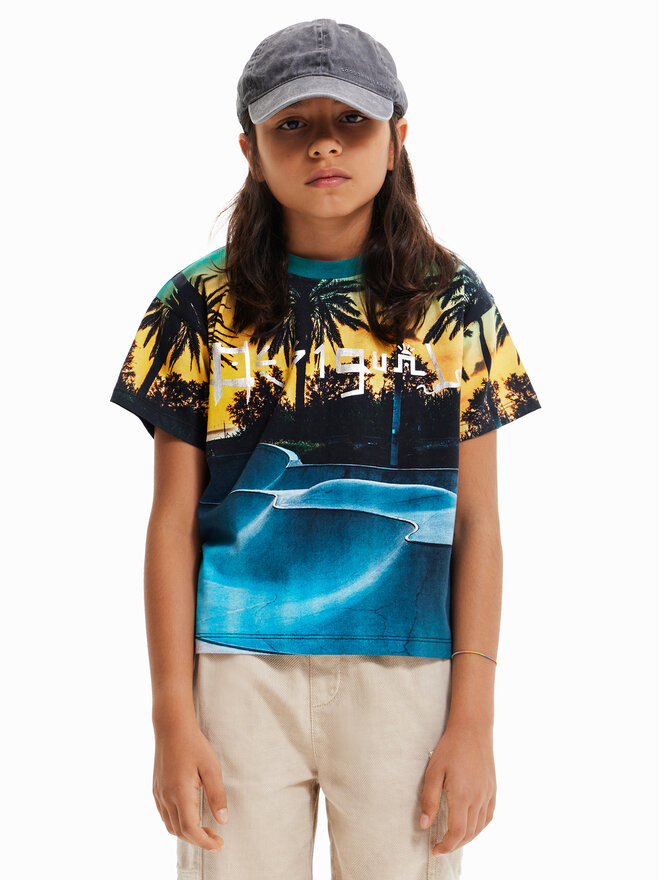 Desigual Desigual Póló 23SBTK15 Sötétkék Regular Fit