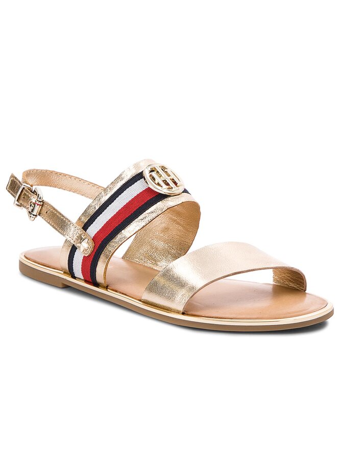 Sandales Tommy Hilfiger Corporate Ribbon Flat Sandal Met FW0FW02837 Or chaussures