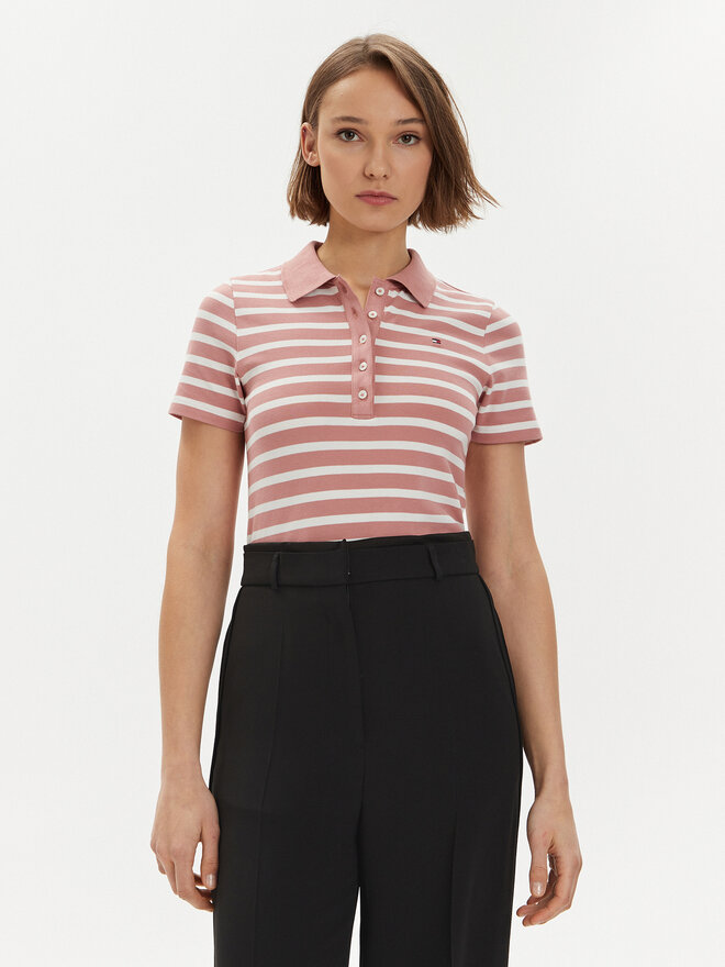 Tommy Hilfiger Tommy Hilfiger Polo marškinėliai 1985 WW0WW39530 Rožinė Slim Fit
