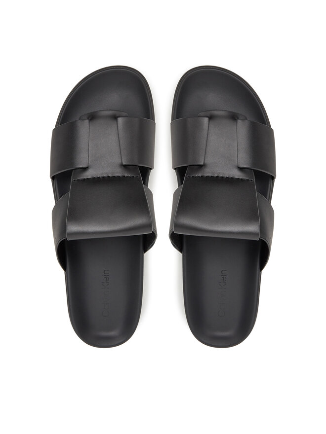 Calvin Klein Παντόφλες Calvin Klein Lug Sandal Double T Lth HM0HM01734 Μαύρο