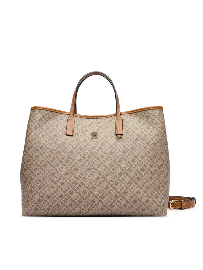 Tommy Hilfiger Handtasche Tommy Hilfiger Th Monoplay Satchel AW0AW19173 Beige