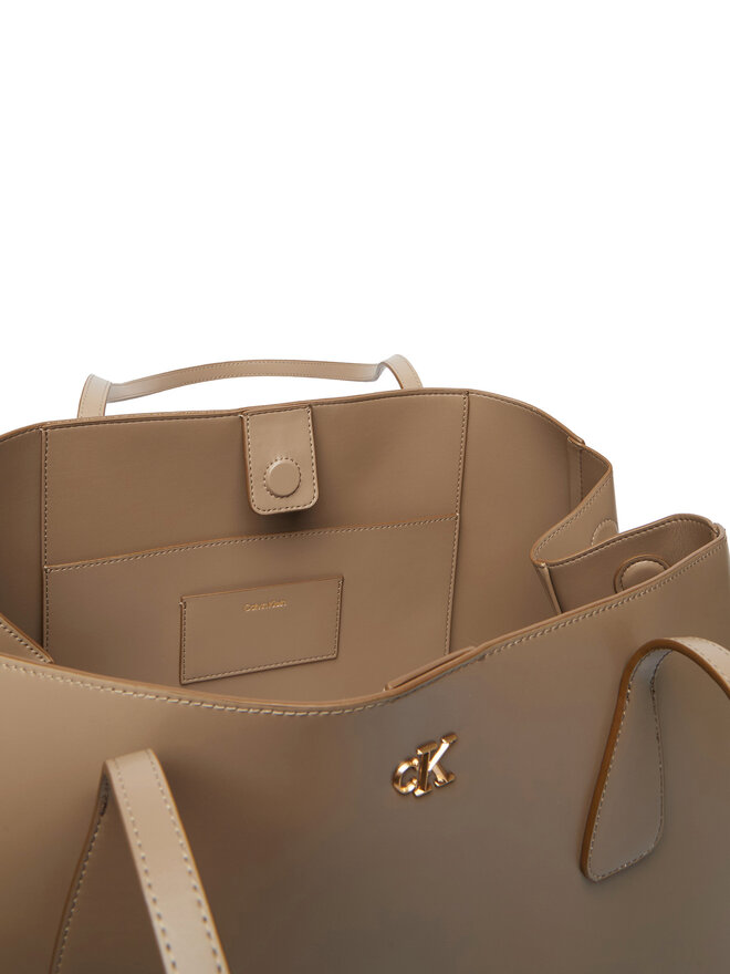 Calvin Klein Handtasche Calvin Klein Ck Snap Large Tote LV04F3502G Beige
