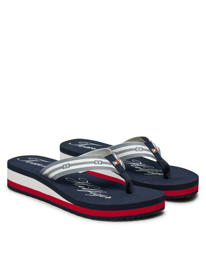 Tommy Hilfiger Flip flop Tommy Hilfiger Im Th Signature Beach Sandal FW0FW08369 Bleumarin
