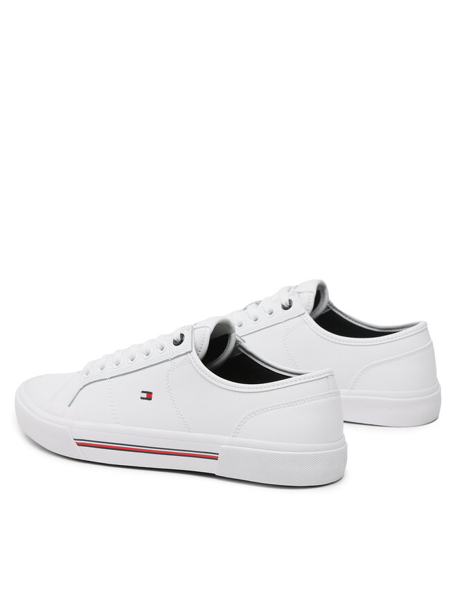 Tommy Hilfiger Πάνινα παπούτσια Tommy Hilfiger Core Corporate Vulc Leather FM0FM04561 Λευκό