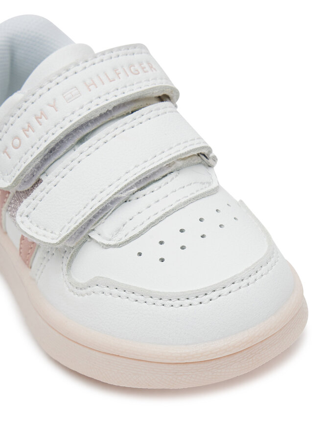 Tommy Hilfiger Snīkeri Tommy Hilfiger Flag Low Cut Velcro Sneaker T1A9-33730-1439 M Balts