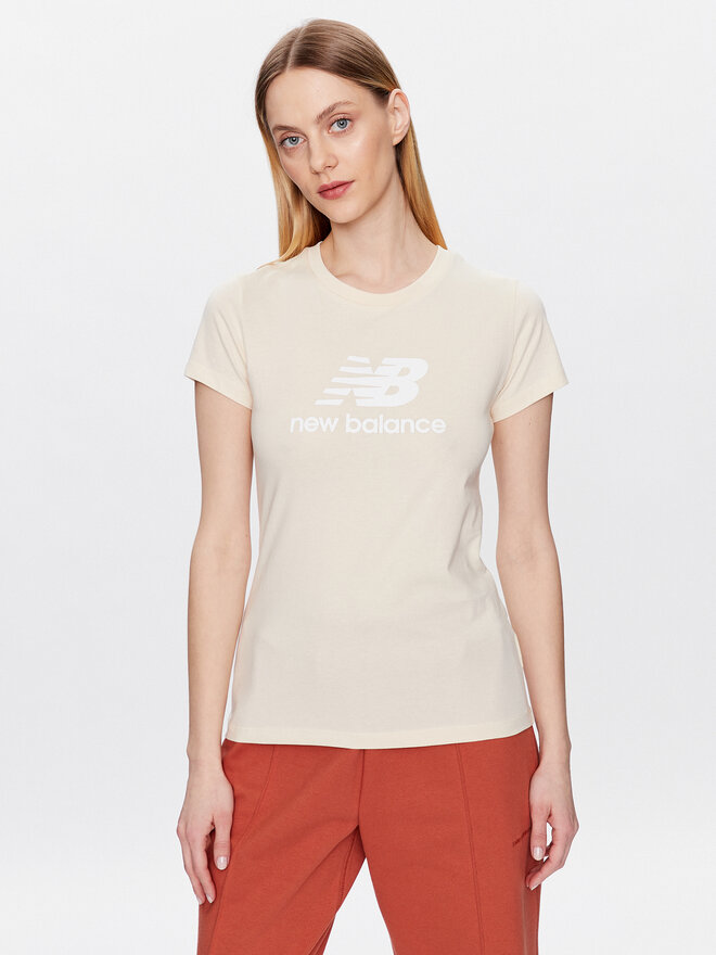 New Balance New Balance T-Shirt Essentials Stacked Logo WT31546 Beige Athletic Fit