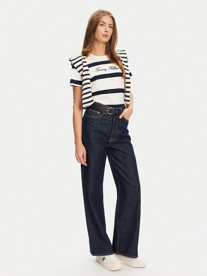 Tommy Hilfiger Tommy Hilfiger T-Shirt Script WW0WW45746 Écru Regular Fit