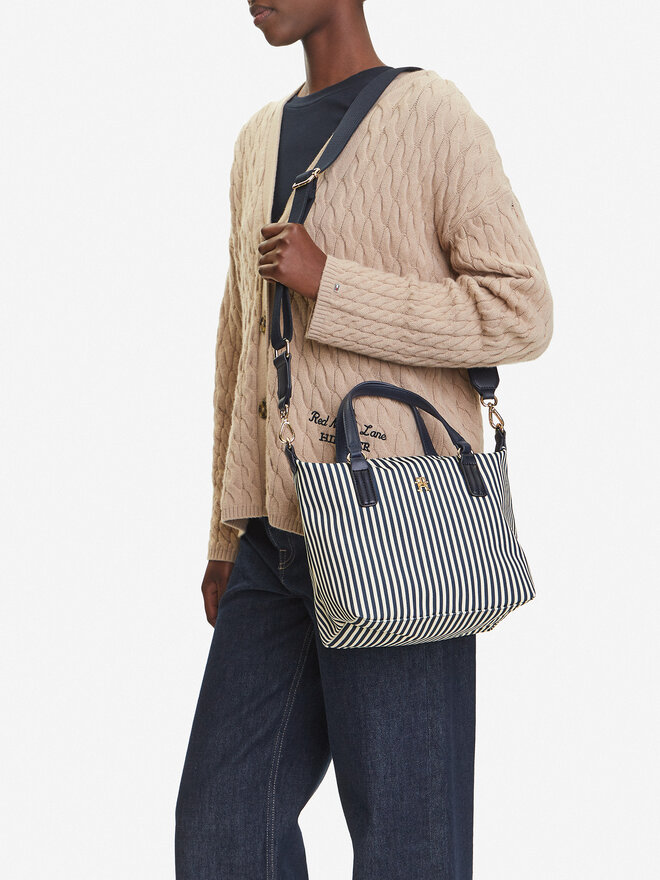 Tommy Hilfiger Ročna torba Tommy Hilfiger Poppy Summer Small Tote AW0AW17202 Mornarsko modra