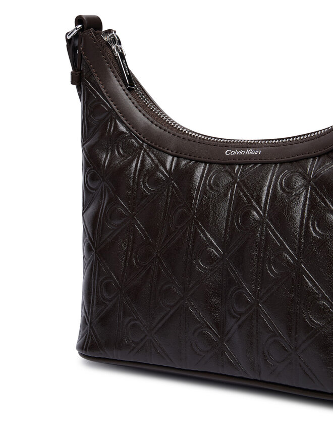 Calvin Klein Handtasche Calvin Klein Emblem Aop Debossed Shoulder Bag LV04F3874G Braun