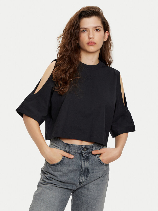 HUGO HUGO Marškinėliai Dewaja 50530453 Juoda Oversize