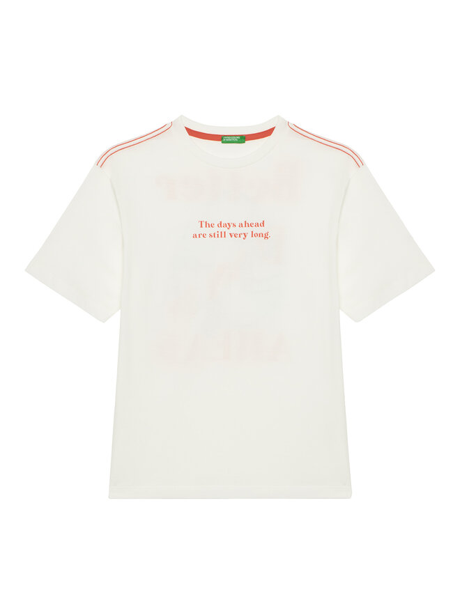 United Colors Of Benetton United Colors Of Benetton Camiseta 3I1XC10P4 Écru Oversize
