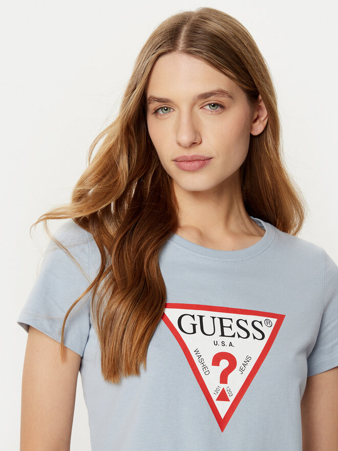 Guess Guess Marškinėliai W1YI1B I3Z14 Mėlyna Slim Fit
