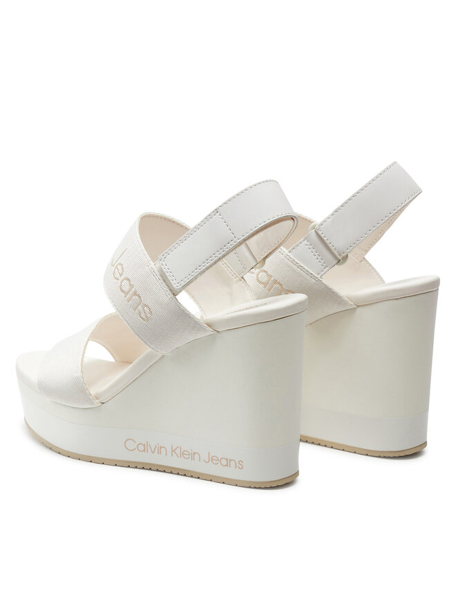 Calvin Klein Jeans Босоніжки Calvin Klein Jeans Wedge Sandal Webbing In Mr YW0YW01360 Білий