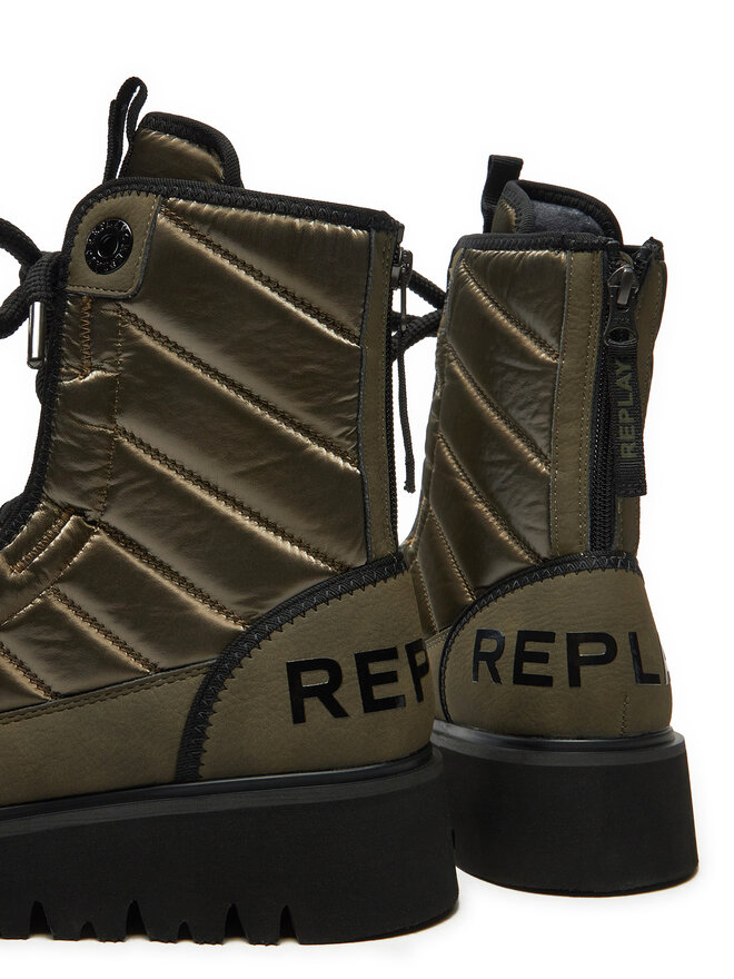 REPLAY Īsie zābaki REPLAY Melrose Lace Lace-Up GWF2H.000.C0012T Zaļš